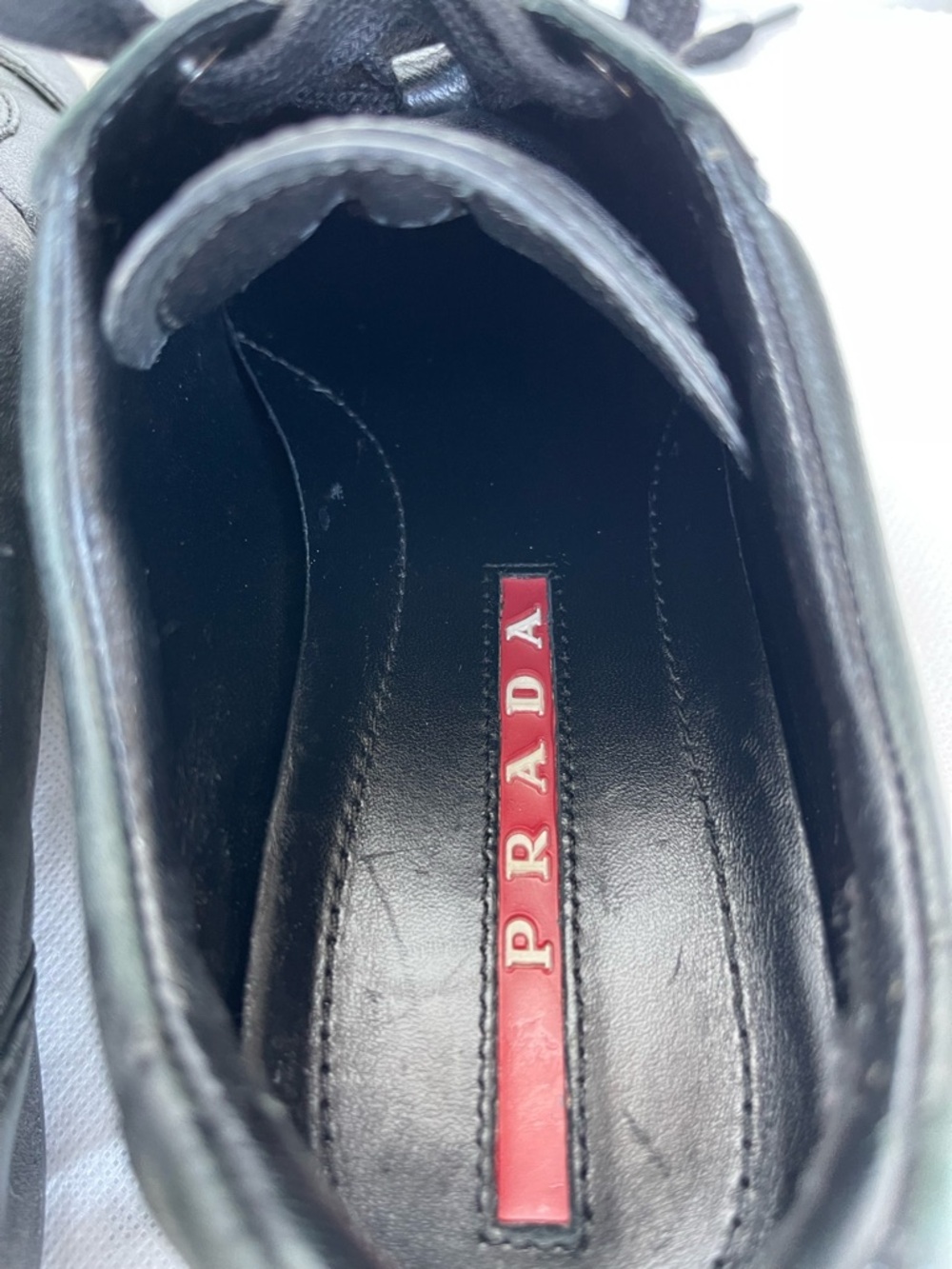 Prada Montecarlo Logo Plaque Black Leather Low-Top Lace Up Trainers 35.5 - Picture 9 of 15